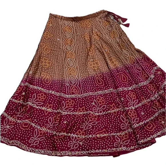 Women's Red & Brown India Lengha, Chanya Choli (~L) - Picture 6 of 13